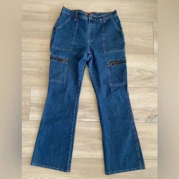 Vtg Gloria Vanderbilt Women’s Cargo High-Rise Stretch Denim Jeans Dark 10 EUC - Picture 2 of 6